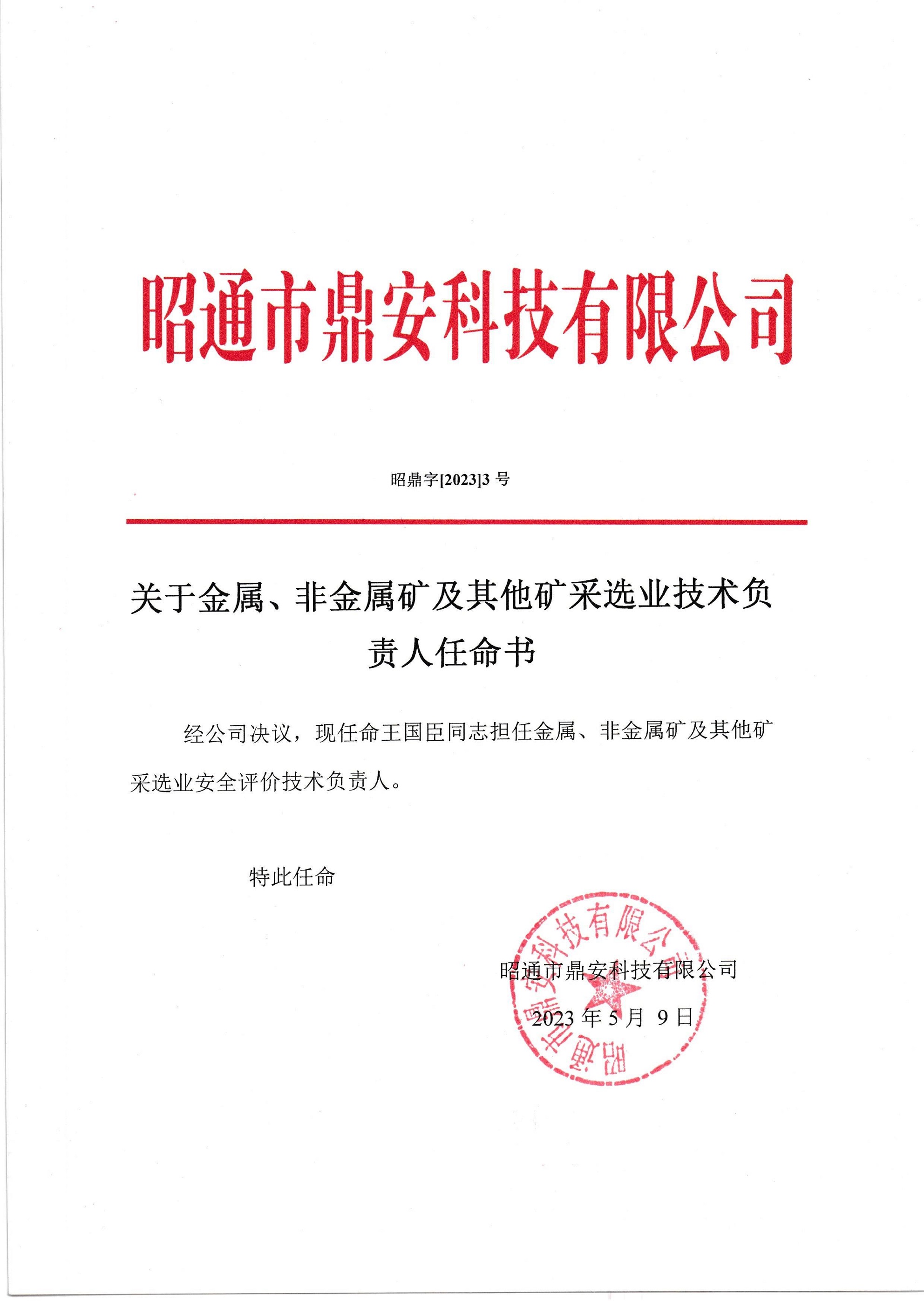 關(guān)于金屬、非金屬礦及其他礦采選業(yè)技術(shù)負責人任命書(shū)-王國臣_2.jpg